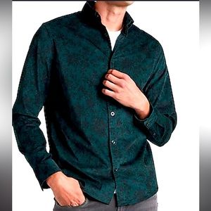 Express Slim Floral Stretch Corduroy Button Up